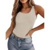 image:imageZeagoo Womens Double Lined Square Neck Tank Top Sleeveless Basic Crop Tops Trendy Going Out TopsBeige