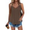 image:imageZeagoo Womens Flowy Tank Tops Spaghetti Strap V Neck Camisole Dressy Casual Summer Loose Fit Sleeveless ShirtsBrown