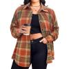 image:imageZeagoo Womens Plus Size Flannel Shirts Plaid Shirts Long Sleeves Casual Button Down Collared Shacket TopsOrange