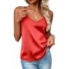 image:imageZeagoo Womens Silk Satin Tank Tops 2026 V Neck Adjustable Spaghetti Strap Sleeveless Camisole Summer Basic BlouseAbig Red