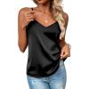 image:imageZeagoo Womens Silk Satin Tank Tops 2026 V Neck Adjustable Spaghetti Strap Sleeveless Camisole Summer Basic BlouseBlack