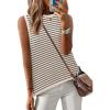 image:imageZeagoo Womens Sleeveless Sweater Vest Crewneck Knit Loose Sweater Tank Tops Lightweight Shirts Blouses 2026Stripe Beige