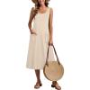 image:imageZeagoo Womens Summer Midi Dresses 2026 Casual Sleeveless Tank Sundresses A Line Crewneck Beach Vacation Dress with PocketsBeigewa