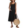 image:imageZeagoo Womens Summer Midi Dresses 2026 Casual Sleeveless Tank Sundresses A Line Crewneck Beach Vacation Dress with PocketsBlack