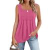 image:imageZeagoo Womens Summer Tank Tops 2026 Pleated Square Neck Loose Fit Casual Flowy Tunic Sleeveless ShirtsHot Pink
