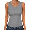 image:imageZeagoo Womens Tank Tops 2026 Scoop Neck Ribbed Sleeveless Top Casual Basic Slim Fitted Knit Cami Tee ShirtsGrey