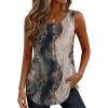 image:imageZeagoo Womens Tank Tops 2026 Summer Loose Fit Crew Neck Boho Tunic Pleated Babydoll Sleeveless Shirts with Button DetailCx278