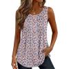 image:imageZeagoo Womens Tank Tops 2026 Summer Loose Fit Crew Neck Boho Tunic Pleated Babydoll Sleeveless Shirts with Button DetailXh498