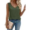 image:imageZeagoo Womens Tank Tops Pleated V Neck Business Casual Sleeveless Shirts Trendy Dressy Textured Summer Work BlouseArmy Green