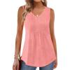 image:imageZeagoo Womens Tank Tops Summer Sleeveless Pleated V Neck Tunic Shirts Loose Casual Button Flowy Boho Clothes S3XLPink