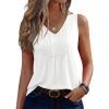 image:imageZeagoo Womens Tank Tops Summer Sleeveless Pleated V Neck Tunic Shirts Loose Casual Button Flowy Boho Clothes S3XLWhite