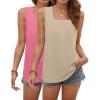 image:imagezeagoo Tank Tops for Women 2026 Summer Square Neck Loose Fit Side Split Casual Flowy Sleeveless Shirts SXXLBeigepink