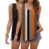 image:imagezeagoo Tank Tops for Women 2026 Summer Square Neck Loose Fit Side Split Casual Flowy Sleeveless Shirts SXXLBlackblaack Orange Stripe