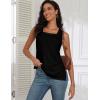 image:imagezeagoo Tank Tops for Women 2026 Summer Square Neck Loose Fit Side Split Casual Flowy Sleeveless Shirts SXXLBalckblack