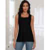 image:imagezeagoo Tank Tops for Women 2026 Summer Square Neck Loose Fit Side Split Casual Flowy Sleeveless Shirts SXXLBalckblack