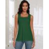 image:imagezeagoo Tank Tops for Women 2026 Summer Square Neck Loose Fit Side Split Casual Flowy Sleeveless Shirts SXXLDark Green