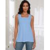 image:imagezeagoo Tank Tops for Women 2026 Summer Square Neck Loose Fit Side Split Casual Flowy Sleeveless Shirts SXXLNavy Blue