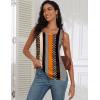 image:imagezeagoo Tank Tops for Women 2026 Summer Square Neck Loose Fit Side Split Casual Flowy Sleeveless Shirts SXXLOrange Black Stripe