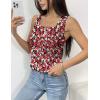 image:imagezeagoo Tank Tops for Women 2026 Summer Square Neck Loose Fit Side Split Casual Flowy Sleeveless Shirts SXXLRed White Flower
