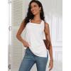 image:imagezeagoo Tank Tops for Women 2026 Summer Square Neck Loose Fit Side Split Casual Flowy Sleeveless Shirts SXXLWhite