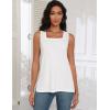 image:imagezeagoo Tank Tops for Women 2026 Summer Square Neck Loose Fit Side Split Casual Flowy Sleeveless Shirts SXXLWhitewhite