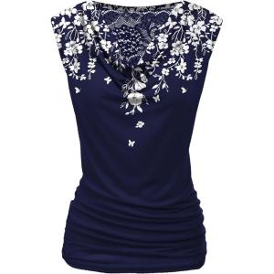 image:imageZeagoo Tank Top for Women Trendy Going Out Tops Sleeveless Shirts Ruched Business Casual Basic Tunic TopsFloral Sf103