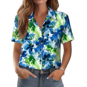 image:imageZeagoo Womens Button Down Shirt Bust Pocket Short Sleeve Blouses Business Casual Work Tops Summer OutfitsWf32