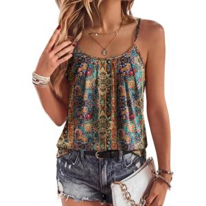 image:imageZeagoo Womens Camisole Tank Tops Summer Adjustable Spaghetti Strap Loose Flowy Sleeveless Shirts Beach Vacation ClothesMz721