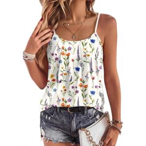 image:imageZeagoo Womens Camisole Tank Tops Summer Adjustable Spaghetti Strap Loose Flowy Sleeveless Shirts Beach Vacation ClothesWf109