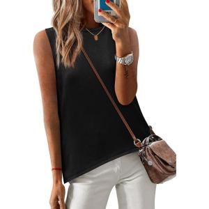 image:imageZeagoo Womens Sleeveless Sweater Vest Crewneck Knit Loose Sweater Tank Tops Lightweight Shirts Blouses 2026Black