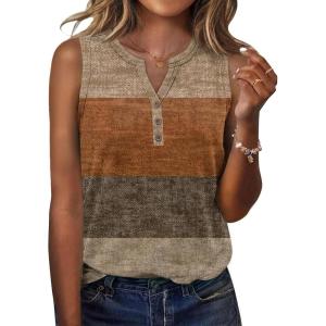 image:imageZeagoo Womens Tank Tops 2026 Loose V Neck Spring Summer Tops Business Dressy Sleeveless ShirtsColor Block 398