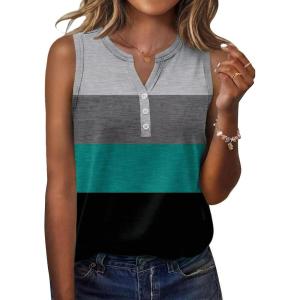 image:imageZeagoo Womens Tank Tops 2026 Loose V Neck Spring Summer Tops Business Dressy Sleeveless ShirtsColor Block 595