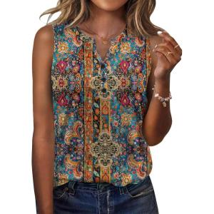 image:imageZeagoo Womens Tank Tops 2026 Loose V Neck Spring Summer Tops Business Dressy Sleeveless ShirtsMulticolor 721