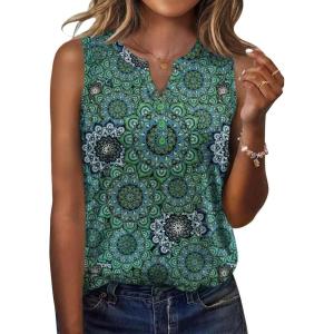 image:imageZeagoo Womens Tank Tops 2026 Loose V Neck Spring Summer Tops Business Dressy Sleeveless ShirtsMulticolor Green