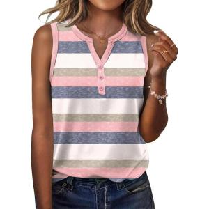 image:imageZeagoo Womens Tank Tops 2026 Loose V Neck Spring Summer Tops Business Dressy Sleeveless ShirtsStripes 669