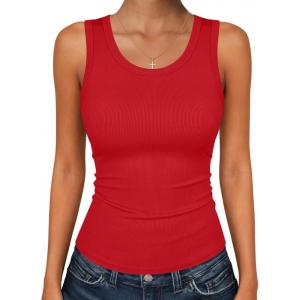 image:imageZeagoo Womens Tank Tops 2026 Scoop Neck Ribbed Sleeveless Top Casual Basic Slim Fitted Knit Cami Tee ShirtsAred
