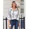 image:imageZeagoo Blouse for Women Dressy Long Sleeve Button Down Shirts Business Casual Outfit Lightweight SolidPrinted TopsGeometric Grey 611