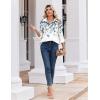 image:imageZeagoo Blouse for Women Dressy Long Sleeve Button Down Shirts Business Casual Outfit Lightweight SolidPrinted TopsLeaf Blue 181