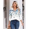 image:imageZeagoo Blouse for Women Dressy Long Sleeve Button Down Shirts Business Casual Outfit Lightweight SolidPrinted TopsLeaf Blue 181