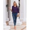image:imageZeagoo Blouse for Women Dressy Long Sleeve Button Down Shirts Business Casual Outfit Lightweight SolidPrinted TopsZ Deep Purple