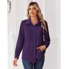 image:imageZeagoo Blouse for Women Dressy Long Sleeve Button Down Shirts Business Casual Outfit Lightweight SolidPrinted TopsZ Deep Purple