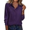 image:imageZeagoo Blouse for Women Dressy Long Sleeve Button Down Shirts Business Casual Outfit Lightweight SolidPrinted TopsZ Deep Purple