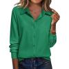 image:imageZeagoo Blouse for Women Dressy Long Sleeve Button Down Shirts Business Casual Outfit Lightweight SolidPrinted TopsZ Evergreen