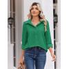 image:imageZeagoo Blouse for Women Dressy Long Sleeve Button Down Shirts Business Casual Outfit Lightweight SolidPrinted TopsZ Evergreen