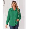 image:imageZeagoo Blouse for Women Dressy Long Sleeve Button Down Shirts Business Casual Outfit Lightweight SolidPrinted TopsZ Evergreen