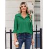 image:imageZeagoo Blouse for Women Dressy Long Sleeve Button Down Shirts Business Casual Outfit Lightweight SolidPrinted TopsZ Evergreen