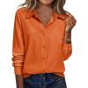 image:imageZeagoo Blouse for Women Dressy Long Sleeve Button Down Shirts Business Casual Outfit Lightweight SolidPrinted TopsZ Orange