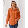 image:imageZeagoo Blouse for Women Dressy Long Sleeve Button Down Shirts Business Casual Outfit Lightweight SolidPrinted TopsZ Orange