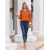 image:imageZeagoo Blouse for Women Dressy Long Sleeve Button Down Shirts Business Casual Outfit Lightweight SolidPrinted TopsZ Orange