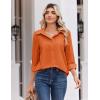 image:imageZeagoo Blouse for Women Dressy Long Sleeve Button Down Shirts Business Casual Outfit Lightweight SolidPrinted TopsZ Orange